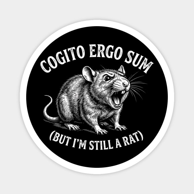 Cogito Ergo Sum (But I'm Still A Rat) Philosophy Humor Magnet by ArtistTee ⭐⭐⭐⭐⭐